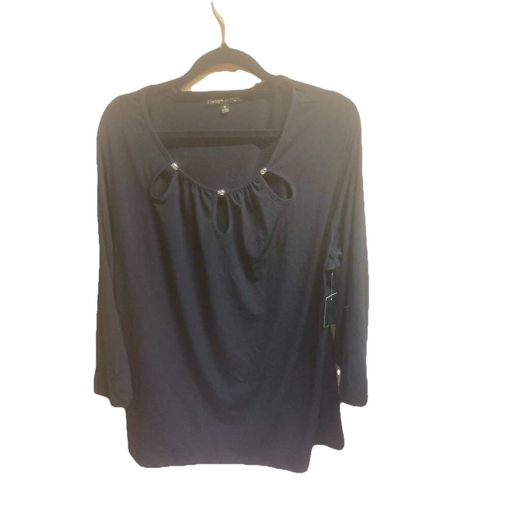 Always Indigo Black Blouse 3/4 Sleeve 1X
